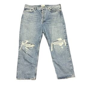 AGOLDE 90s Straight Wide Leg Jeans Distressed Light‎ Wash Size 34